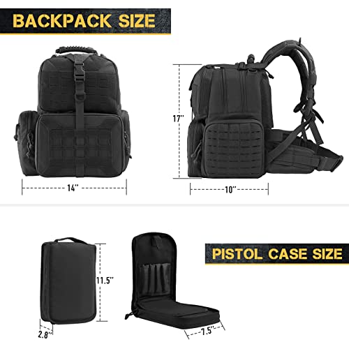 VOTAGOO Tactical Range Backpack, Range Activity Bag for Handgun and