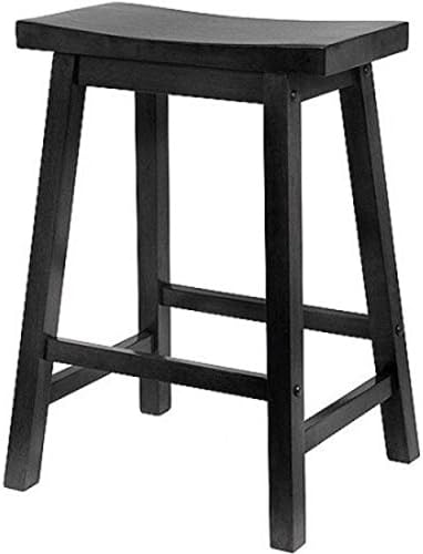 Armless Backless Black Contemporary Wood Counter Saddle Stool