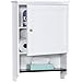 Best Choice Products 19x18in Wooden Wall Mounted Storage Cabinet w/Open Shelf, Versatile Door, White