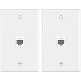 VCE Ethernet Wall Plate 1 Port (UL Listed) with Cat6 Female to Female RJ45 Keystone Coupler, RJ45 Inline Wall Jack Outlet Whi