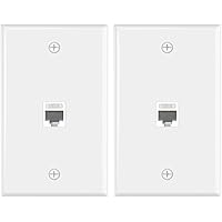 VCE Ethernet Wall Plate 1 Port (UL Listed) with Cat6 Female to Female RJ45 Keystone Coupler, RJ45 Inline Wall Jack Outlet Whi