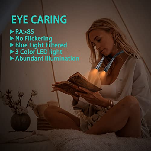 COREBAY LED Neck Reading Light，Book Light for Reading in Bed，Rechargeable LED Light Perfect for Knitting, Crafts, and Readers