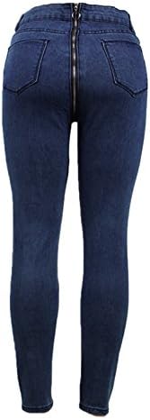 Women Washing Cotton Stretchy Legging Pants Push Up Back Zipper Jeans Trousers