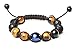 Bella.Vida Mens Handmade Adjustable Braided 12mm Natural Lava Stones and Hawks Eye Bead Bracelet