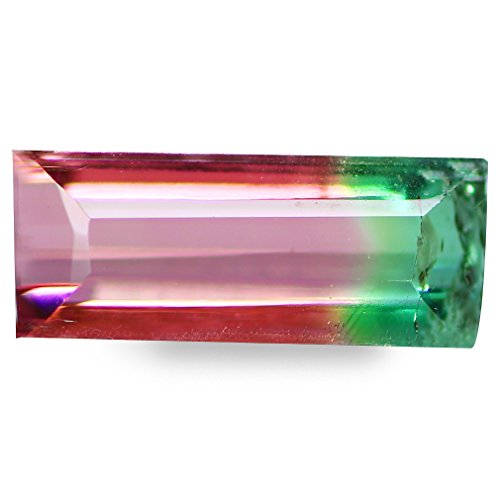 0.46 ct AAA Grade Octagon Cut (7 x 3 mm) Bi-Color Brazilian Watermelon Tourmaline Natural Loose Gemstone