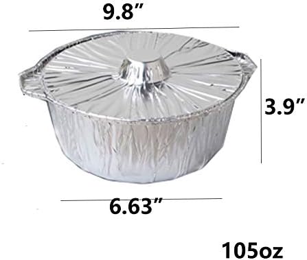 [10pcs]Aluminum Foil Boiler Disposable Tin Boiler and Extra Deep Aluminum Foil for Hot Pot and Camping 105oz 134oz 187oz. (105oz)