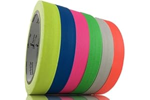 GreyParrot Tape UV Tape Blacklight Reactive, (6 Pack), (6 Colors), 50ft Per Roll, Fluorescent Cloth Tape, Glow in The Dark Tape Under UV Black Light … (1in x 50ft)
