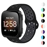 NANW Bands Compatible with Fitbit Versa Lite Edition/Versa Small Large, Soft Silicone Replacement Band for Versa/Versa Lite Edition, Air Hole Wristband Strap for Women Men