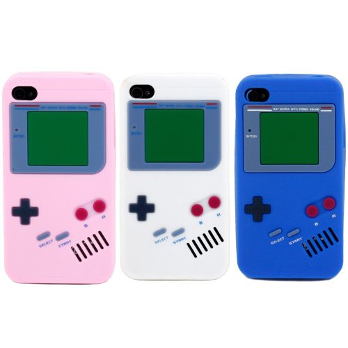 Boho Tronics ® 3 Pack Of Gameboy Like Super Realistic "Flexa" Silicone Cases - Compatible With Apple Iphone 4 4S 4G 16Gb 32Gb At&T / Verizon / Sprint - Pink, White, Blue (608866345572)