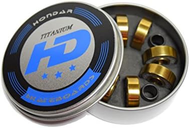 Abec-7 Skateboard Bearings w/ Heavy Duty Metal Spacer and Super Titanium Skateboard Bearings (Titanium Bearings)