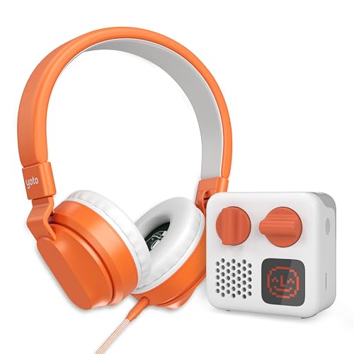 YOTO Mini (2024 Edition) + Wired Headphones Bundle - All-in-1 Travel Device for Stories Music Podcast Radio White Noise Ok-to-Wake Alarm Clock, Use as Speaker or Quiet Listening