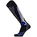 Pure Athlete High Performance Wool Ski Socks - Thermal Warm Merino Wool OTC Sock, Men Women (1 Pair - Black/Grey/Blue, Large)