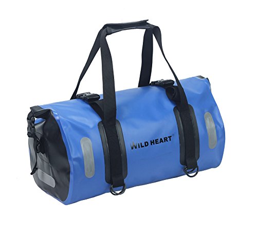 WILD HEART Waterproof Bag Duffel Bag 20L with Welded Seams Shoulder Straps, Mesh Pocket for Kayaking, Camping, Boating,Bycycle,Motorcycle (Blue, 20L)