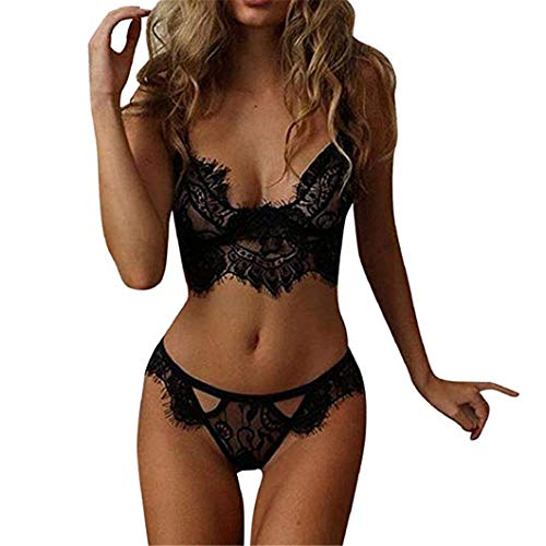 Donne-Lingerie-Sexy-Reggiseno-e-Slip-in-Pizzo-Biancheria-da-Notte-Bustino-Tuta-della-Biancheria-Intima-Allungare-Sleepwear-G-String