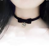 Gothic Lolita Bow Bells Choker Velvet Ribbon Lace Necklace