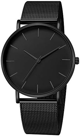 Kariwell Mens Women Fashion Minimalist Wrist Watches, Stainless Steel Quartz Waterproof Black Mesh Strap Watch