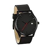 COCOTINA Men's Fashion Leather Band Wrist Watch Quartz Watch (Black)