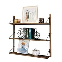 AVIGNON HOME Rustic Wood Floating Shelves - Wall Storage Shelves for Living Room, Bedroom, Bathroom, Kitchen - Wall Mounted Hanging Shelves - Vintage Style Shelf Décor (Brown, 32 inches)