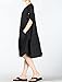 Mordenmiss Women's Cotton Linen Dresses Plus Size Summer Roll-up Sleeve Baggy Sundress with Pockets 2XL Black