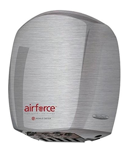 World Dryer Airforce J-971A3 Aluminum Hand Dryer, Metal, Brushed Chrome