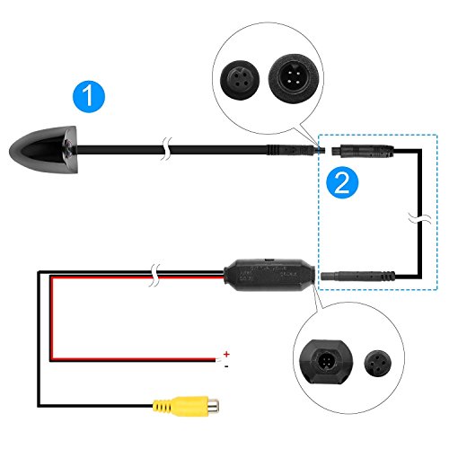 OBEST Car Blind Spot Side View Camera Kit Infrared LEDs Night Vision Without Guide Line Waterproof, Mirror/Non-Mirror Image Available with Switcher Cable (Black) - Thumbnail 3