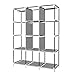 UDEAR Portable Wardrobe Closet Clothes Organizer No-Woven Fabric Cover with 6 Storage Shelves, 2 Hanging Sections and 4 Side Pockets，Grey