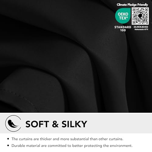 Deconovo Black Curtains Bedroom 52 x 84 Inch Thermal Insulated Energy Saving Eyelet Blackout Curtains for Living Room Black 1 PAIR