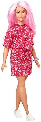 Barbie Fashionistas Doll #151 with Long Pink Hair Red Paisley