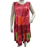 Bohemian Beach Dress Pink Tie Dye Embroidered Hippie SummerTank Dress