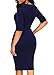KISSMODA Womens Elegant Slim Fit Midi Work Dress One-Piece Lapel Bodycon Pencil Dresses Half Sleeve