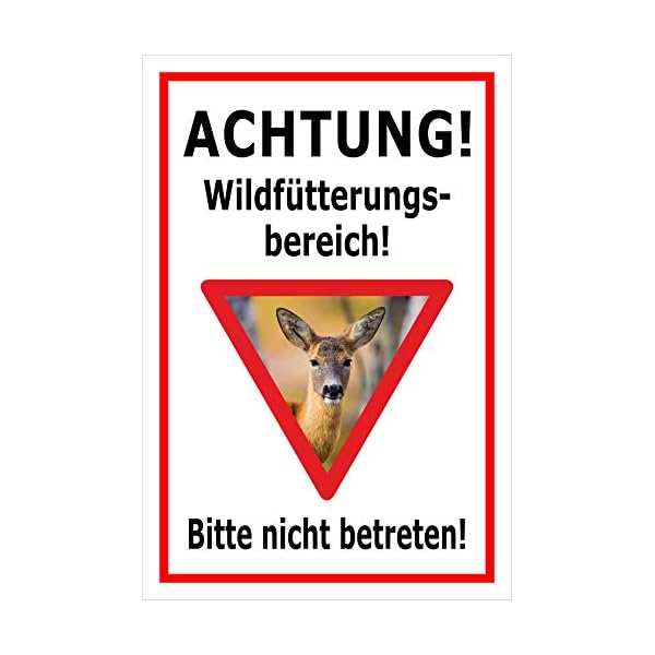 Melis Folienwerkstatt Schild Wildfütterungs-Bereich - 60x40cm - Bohrlöcher - 3mm Aluverbund – 20 VAR S00359-189-B