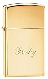 Personalized Zippo Slim Solid Brass Engraved