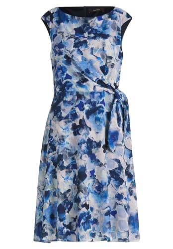 Vera Mont Damen Cocktailkleid mit Bindegürtel 36, Dunkelblau/Blau