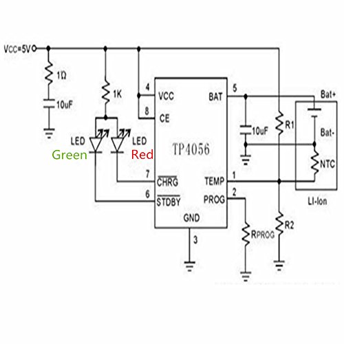 Anmbest TP4056 Micro USB Open Source 5V 1A 18650 Standalone Linear Lithium Battery Charger Over Charge Discharge Protection Integrated Board(Pack of 10) - Thumbnail 6