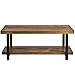 P PURLOVE Coffee Table Rustic Style Solid Wood+MDF and Iron Frame Rectangle Coffee Table for Living Room with Storage Shelf Easy Assembly (Brown)