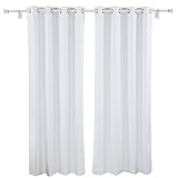 Deconovo Heavy Microfiber Blackout Shades with Triple-pass Coating Back Layer Grommet Blackout Curtains Thermal Insulated Room Darkening Curtains for Bedroom 52W x 63L Inch White 1 Pair