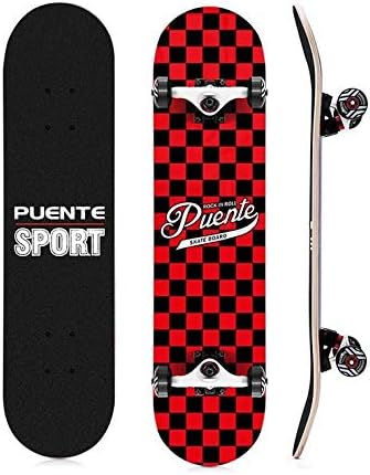 PUENTE Skateboard Deck, Adults Kids Skateboard,Complete Board with ABEC-9 Bearing 7-layer 92A Hard Maple Deck,31 x 8 x 4 lnches load 400-485 lb for beginners and professionals