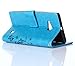 Microsoft Lumia 735/730 Case,Nokia Lumia 730/735 Case,C-Super Mall PU Embossed Butterfly & Flower Leather Wallet Stand Flip Case for Microsoft Nokia Lumia 730/735 (Blue)