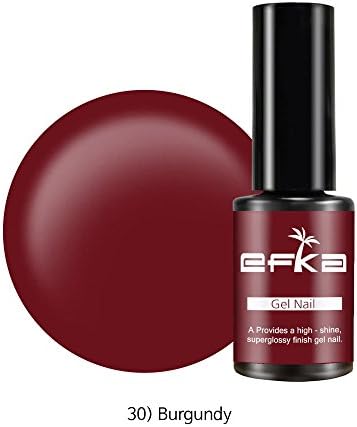 Color Gel by EFKA | UV LED Soak off Polish for Nail and Pedicure 50 Color 0.17oz/5ml (030 Burgundy)