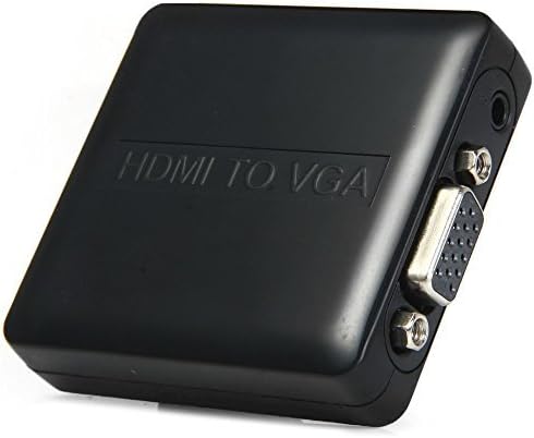 1JUSTLINK 1080P Mini Model HDMI to VGA R/L Audio Converter Adapter Box HDMI2VGA Component Converter with Audio for DVD Projector Black