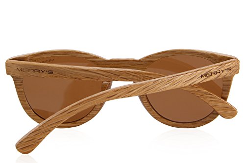 MERRY'S Polarized Full Frame Wooden Coated Floating Sunglasses Mens/Womens vintage Eyewear S5268 (Brown, 48)