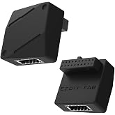 EZDIY-FAB USB 3.2 Gen 1 19-Pin to Type-E 90 Degree Adapter, Black-STD | USB 3.0 19-Pin to Type-E Converter, Front Panel USB-C, 90&deg; Cable Routing, USB 3.2 Gen 1 Header Adapter, 5Gbps Support