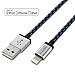 ACEPower 6.6 Feet Nylon Braided Tangle-Free 8 Pin Lightning USB Cable with Aluminum Connector Heads for Smartphones & Tablets - Blue - Retail Packaging