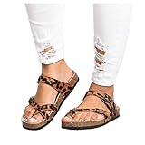 KOKOBUY Women’s Gladiator Sandals, Casual Ankle Buckle Strap Flat Slides, Summer Beach Shoes Flip-Flops
