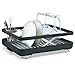 KOHLER Large Collapsible & Storable Dish Drying Rack with Wine Glass Holder and Collapsible Utensil Band. Even Made to Hold Pots and Pans, Charcoal