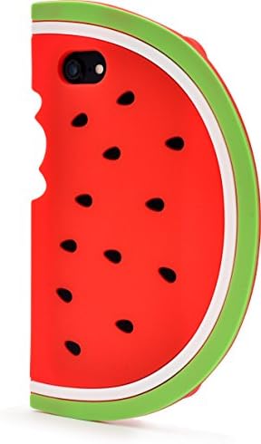 PLATA for iPhone 6/iPhone 6s/iPhone 7/iPhone 8 Case Watermelon Suica Silicone Case Soft Flexible Rubber [ red ]