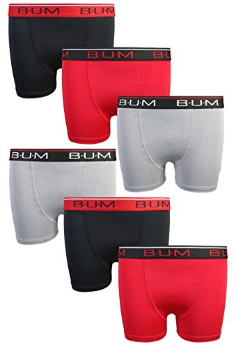 B.U.M. Equipment Boys\' Performance Active Compression Underwear Boxer Briefs (6 Pack), Red/Black/Grey, Large/12-14' - Thumbnail 7