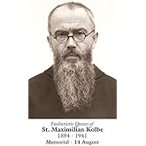 St. Maximilian Kolbe LAMINATED Holy Card (5-pack) with Two Free Prayer Cards Included