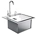 SUNSTONE B-PS21 Commercial Sink with Lid and Cutting Board, 21-Inch