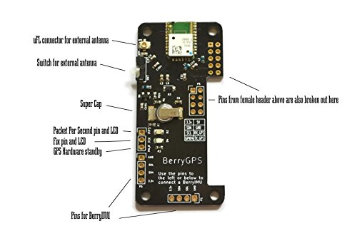 BerryGPS-IMU - GPS and 10DOF for the Raspberry Pi - Accelerometer, Gyroscope, Magnetometer and Barometric/Altitude Sensor
